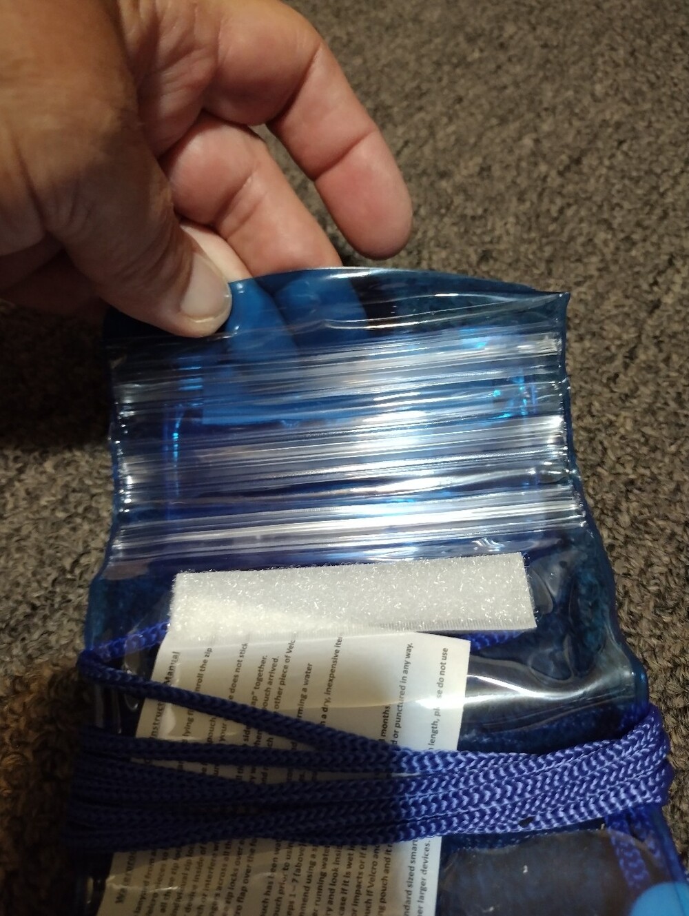 Blue Clear Waterproof Phone Pouch with Lanyard - Picture 5 of 6
